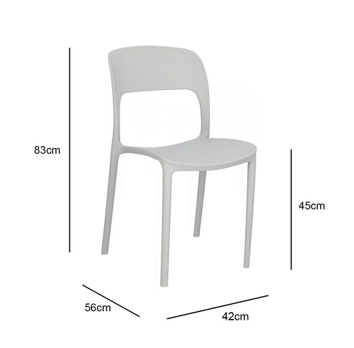 Šedá moderní jídelní a zahradní židle z plastu stohovatelná Flexi Intesi