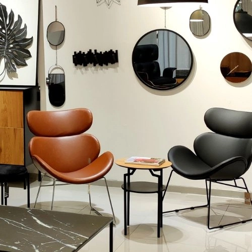 Relaxační křeslo Cazar černé ekokůže na lyžinách loftové do obýváku Actona