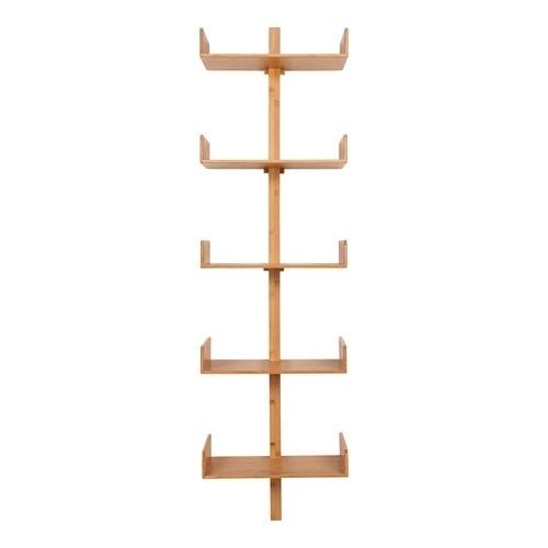 Dřevěná bambusová knihovna 5 polic Intesi moderní do obýváku 180 cm