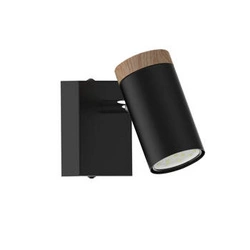 Nástěnné svítidlo Lagos černé s dřevem moderní otočné do obýváku a ložnice CANDELLUX