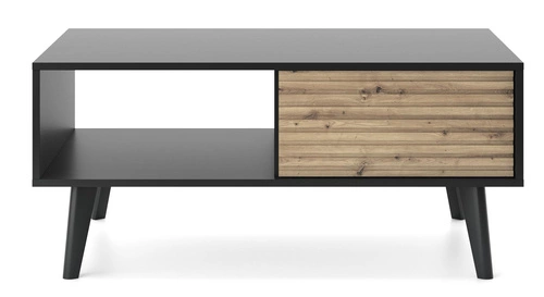 Konferenční stolek Tanga obdélníkový černý se zásuvkou moderní industriální do obýváku Intesi