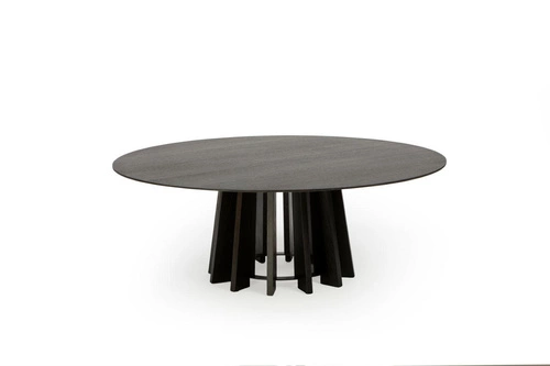 Kulatý konferenční stolek TAVLE černý dub 100 cm moderní dřevěný do obýváku NORDIFRA