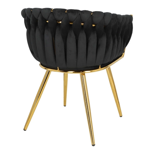 Jídelní židle Tessa Intesi čalouněná samet černá glamour s područkami zlaté nohy