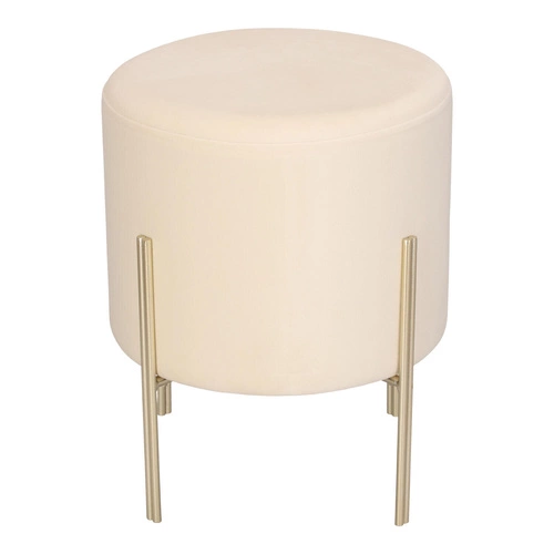Bílý velurový taburet Living Velvet Atmosphera na zlatých nohách do obýváku a předsíně 40 cm