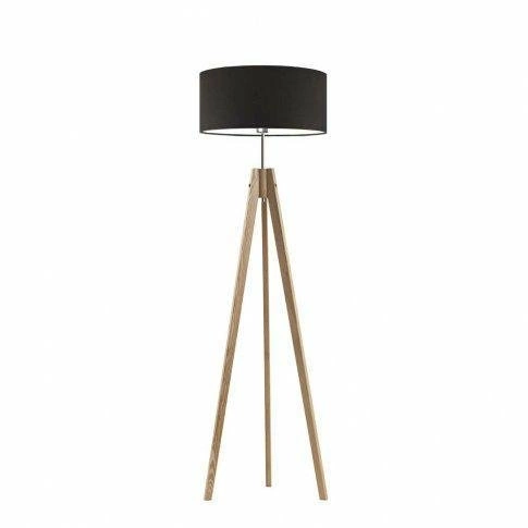 Podlahová lampa Haiti stínidlo hnědé stojan dub