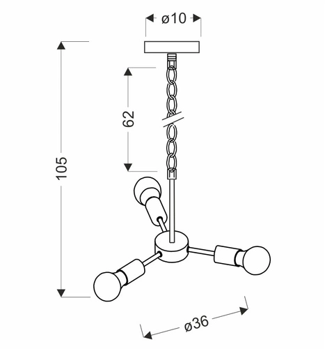 Závěsné svítidlo Sparta černé 3bodové do obýváku a jídelny vintage kovové