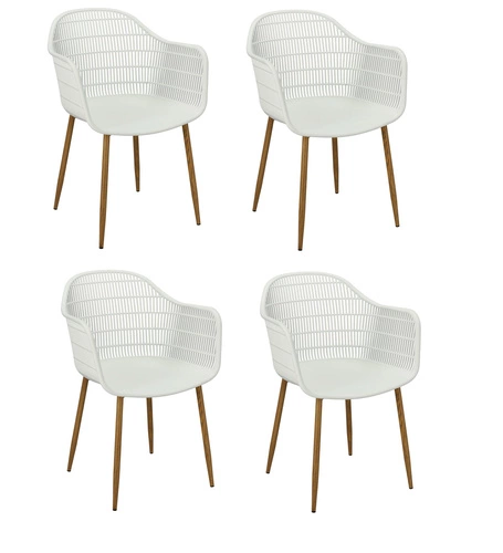 Sada 4 jídelních židlí Becker bílá/přírodní