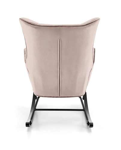 Houpací křeslo Topar sametové béžové do obýváku moderní skandinávský s kovovými lyžinami