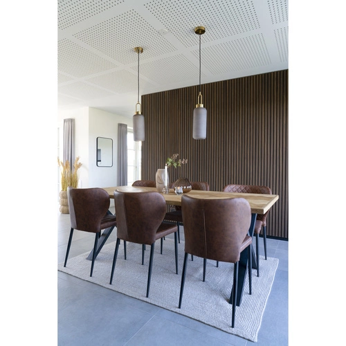 Jídelní čalouněná židle Pisa Intesi vintage hnědá ekokůže černé nohy