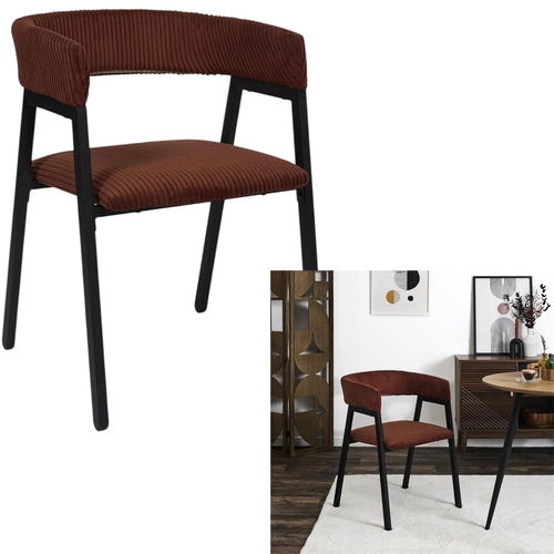 Čalouněná jídelní židle Scott Intesi s područkami, manšestr terakota, loft