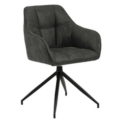 Otočená čalouněná židle Brenda Actona šedá s područkami do jídelny moderní
