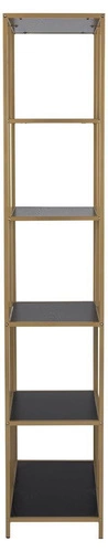 Kovová police Seaford II zlatá černá industriální na knihy do obýváku Actona 77 cm
