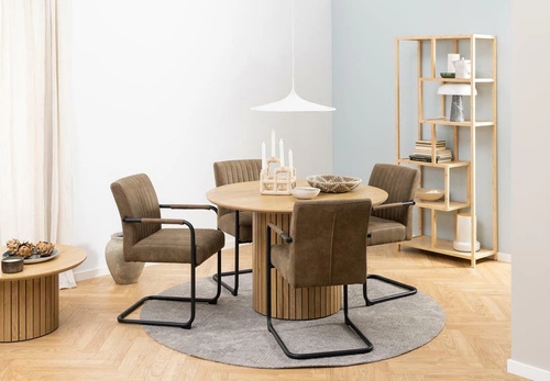 Čalouněná jídelní židle s područkami Adele Actona, hnědý samet, na lyžinách