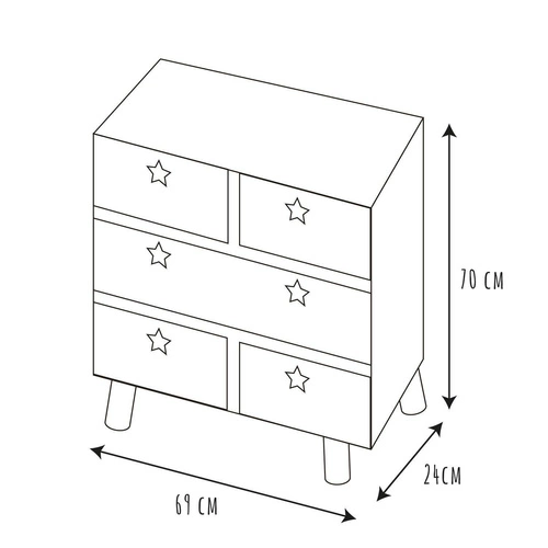Bílá skandinávská komoda Etoile se zásuvkami na nožičkách 69 cm do ložnice a obýváku Intesi