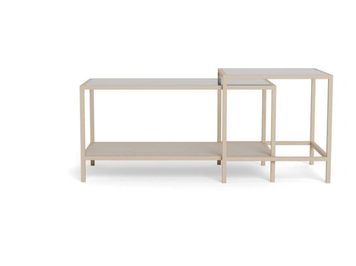 Seaford sada 2 čtvercových konferenčních stolků loft béžová do obývacího pokoje