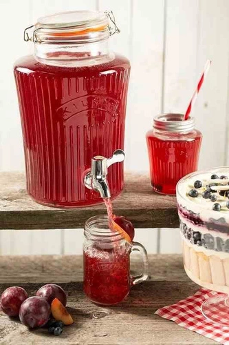 Skleněný nápojový dávkovač s kohoutkem 5l Vintage KILNER na limonádu a zahradní párty