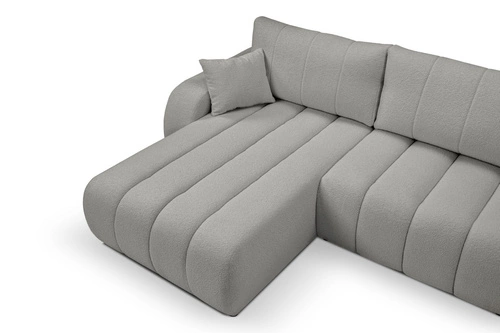 Rohová sedací souprava Hobro levá šedá moderní s rozkladem a úložným prostorem do obýváku