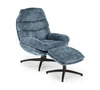 Relaxační křeslo Beltine Intesi s podnožkou modré do obýváku moderní látka