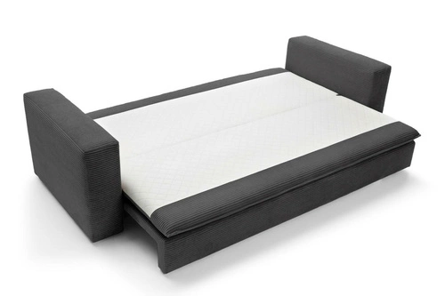 Rozkládací pohovka s úložným prostorem Ulnes, 3místná, manšestrová, antracitová, do obýváku