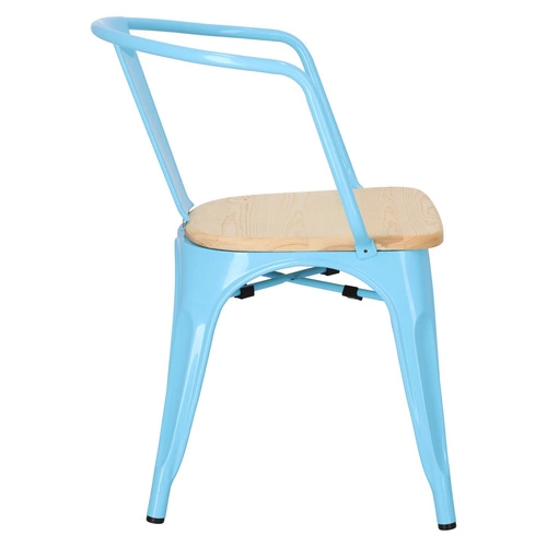 Jídelní židle Paris Arms Wood modrá kovová s područkami D2.DESIGN industriální