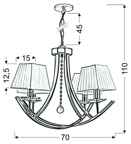 Závěsná lampa Valencia 4x40W E14 patina 70x110