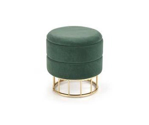Zelený kulatý sametový taburet se schovkou ve stylu glamour do obýváku a předsíně Intesi