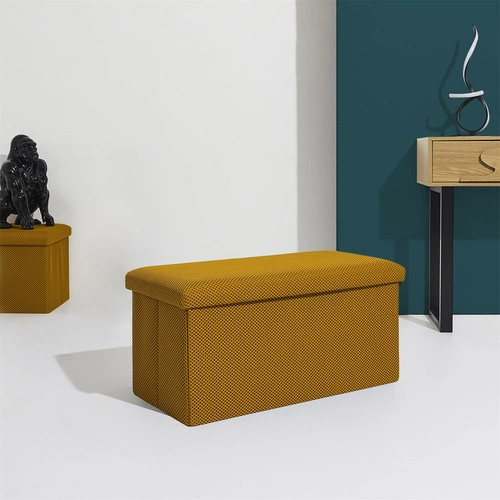 Žlutý obdélníkový skládací taburet s úložným prostorem Velse Atom Intesi do předsíně a dětského pokoje