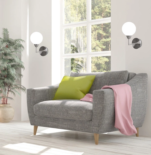 Nástěnné svítidlo Logos moderní bílé skleněné stínidlo stříbrné do ložnice a obýváku CANDELLUX