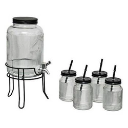 Skleněný nápojový dávkovač 4 l s kohoutkem na stojanu se 4 sklenicemi 5five simply smart na party