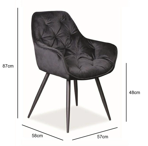 Čalouněná jídelní židle Cheer Velvet černá s područkami do jídelny a obýváku sametová Intesi