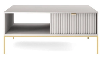 Obdélníkový konferenční stolek Delicious šedý se zásuvkou a policí moderní do obýváku Intesi