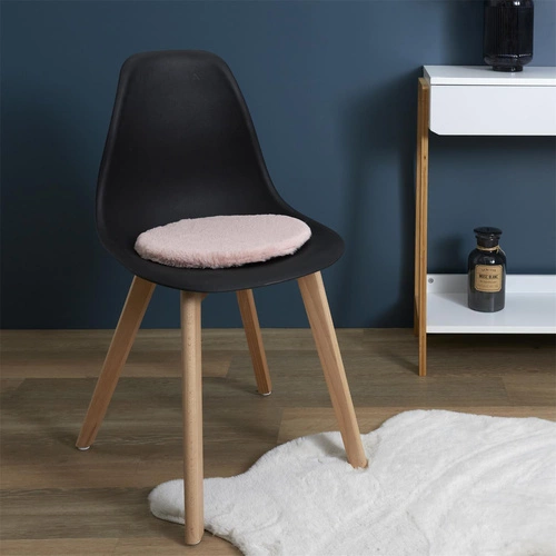 Sada 6 růžových kulatých polštářů na židle Furry do moderní jídelny Intesi