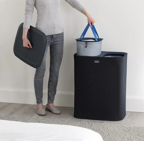 Joseph Joseph Tota moderní koš na prádlo 90 l se 2 přihrádkami do koupelny černý