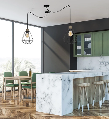 Závěsné svítidlo Primo černé loftové nastavitelné do obýváku, kuchyně nebo nad stůl