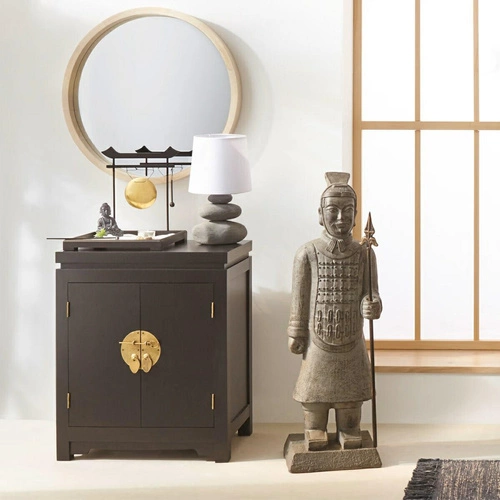 Noční lampička do ložnice Mer Atmosphera šedá keramická s bavlněným stínidlem 29,5 cm