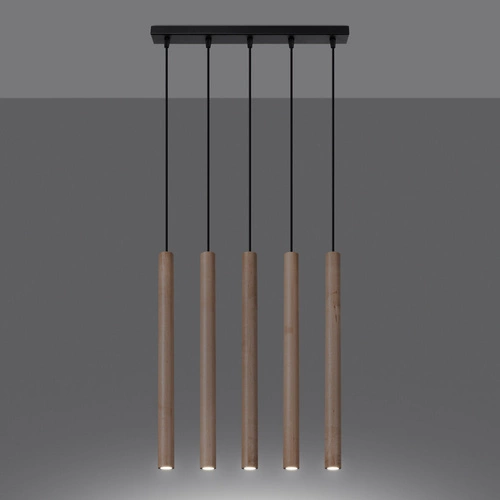 Závěsné svítidlo Pastelo 5L moderní dřevěné do obýváku a jídelny v přírodní barvě