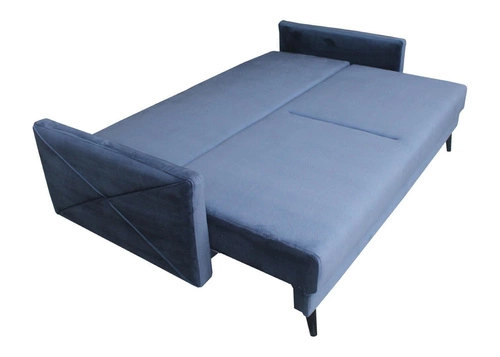 Rozkládací pohovka Saxo pro 2 osoby, moderní, tmavě modrá, s úložným prostorem do obýváku