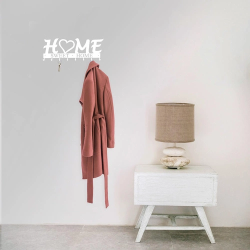Bílý kovový nástěnný věšák do předsíně Home Sweet Home moderní Intesi 8 háčků