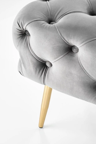 Čalouněná lavice Nate šedý samet glamour se zlatými nohami do předsíně a ložnice