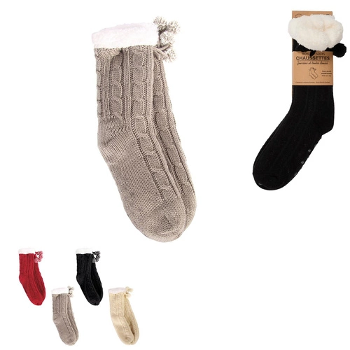 Intesi dámské červené ponožky s copánkovým vzorem, protiskluzové, boho, na doma 36-41