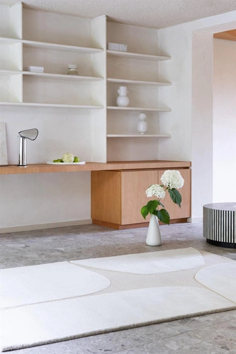 Vlněný koberec do obýváku Decor Primi Double Cream 250x350 cm moderní béžový snadno čistitelný