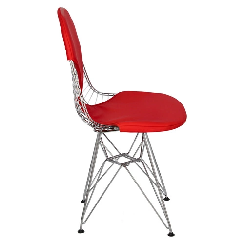 Kovová jídelní židle Net Double červená moderní drátěná D2.DESIGN chromovaná