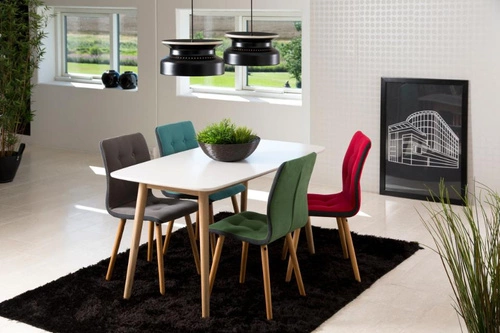 Jídelní stůl Nagano M White skandinávský bílý dřevěný moderní 150x80 cm