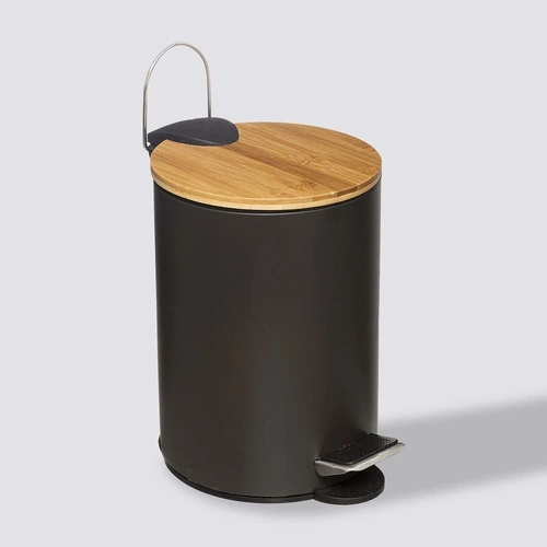 Koupelnový odpadkový koš Modern 3L černý s bambusovým víkem 5five simply smart
