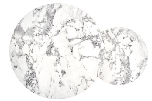 Sada 2 kulatých konferenčních stolků Tunise bílý mramor zlatý moderní glamour do obýváku