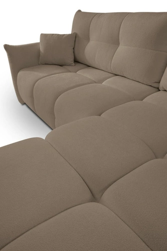 Rohová rozkládací sedačka do obýváku Bode moderní pravá hnědá s úložným prostorem Intesi