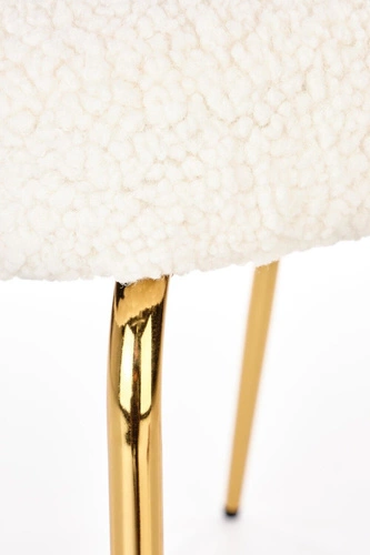 Jídelní čalouněná židle Leonore boucle krémová se zlatými nohami Intesi elegantní