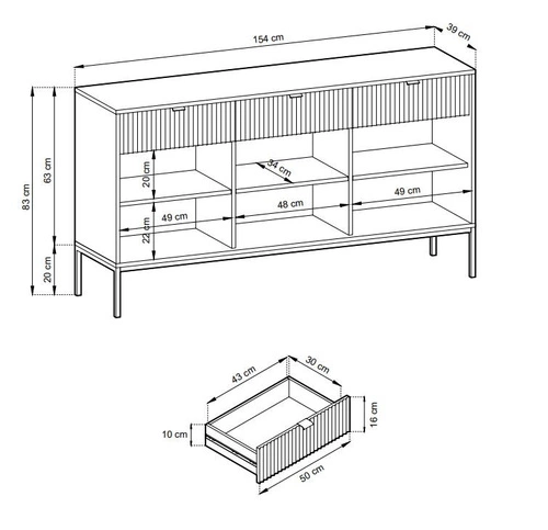 Noční stolek Delicious drážkovaný šedý