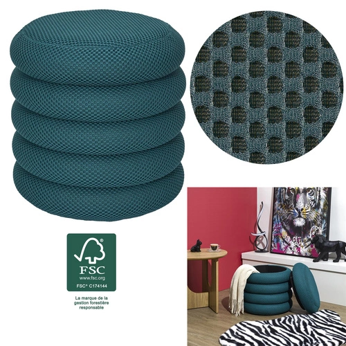 Okrúhlý tyrkysový taburet s úložným prostorem Atom Intesi moderní do obývacího pokoje a ložnice 42 cm