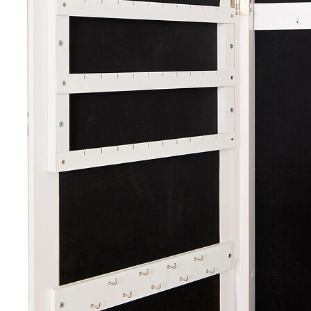 Stojací zrcadlo Emily bílé s organizérem na šperky do ložnice 145 cm Atmosphera